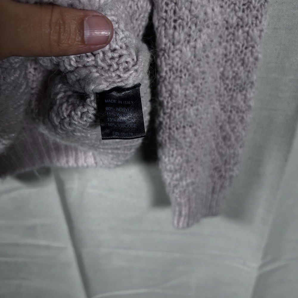 Berretti Womens Cable Knit Sweater M Pink Grey Made in Italy Wool Alpaca Blend - Picture 5 of 8